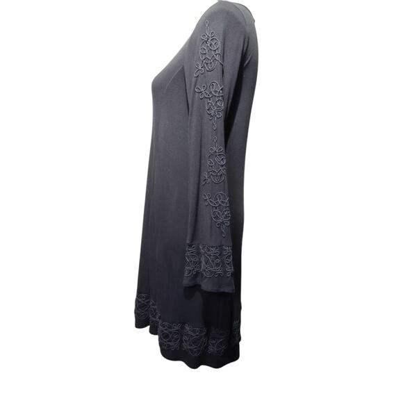 Obey Womens Sz M Black Mazzy Dress Embroidered Keyhole Flare Sleeves Witchy Goth - Picture 7 of 8